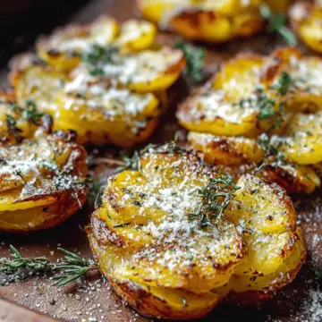 Baked Smashed Potatoes With Garlic & Parmesan