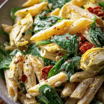 Spinach and Artichoke Penne Pasta Salad
