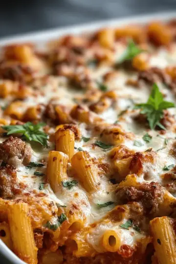 Cheesy Baked Ziti with Italian Sausage