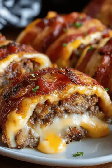 Garlic Butter Bacon Cheeseburger Rollups