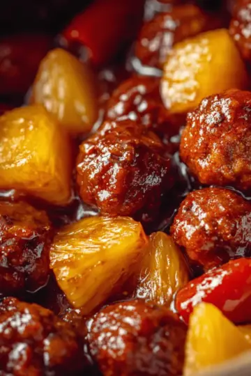 Slow Cooker Meatball Pineapple Smokies