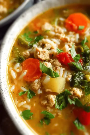 Easy Ground Turkey Soup with Rice