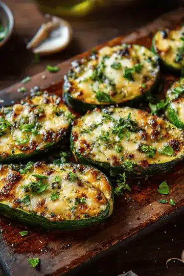 Cheesy Garlic Zucchini Steaks