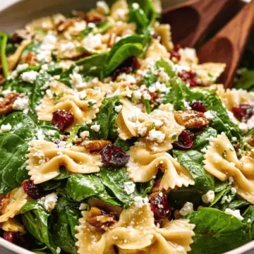 Cranberry Feta Bowtie Salad with Spinach