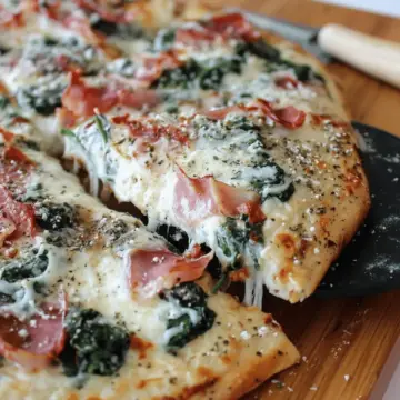 Spinach Prosciutto Alfredo Pizza