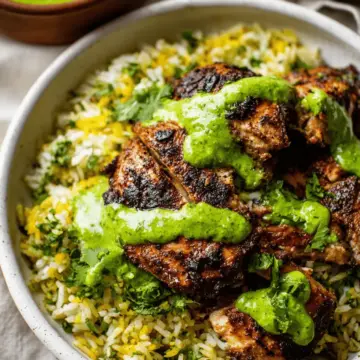 Peruvian Chicken & Rice with Green Sauce