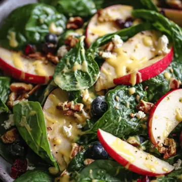 Apple Spinach Salad with Honey-Mustard Lemon Dressing