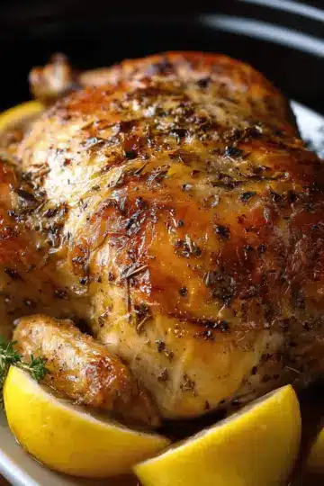 Lemon Garlic SLOW COOKER Roast Chicken