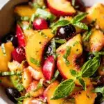 Honey Lime Basil Peach Fruit Salad