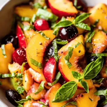 Honey Lime Basil Peach Fruit Salad