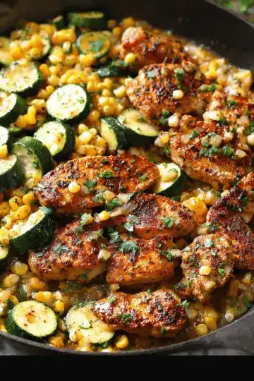 Garlic Butter Chicken with Zucchini and Corn