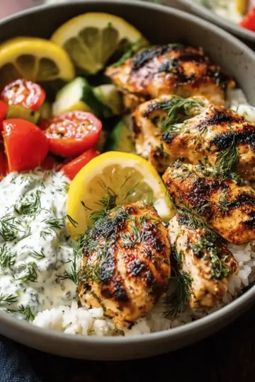 Mediterranean Lemon Dill Chicken Bowls