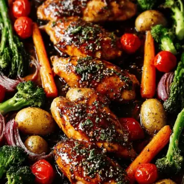 ONE PAN Balsamic Chicken and Veggies