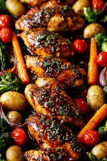 ONE PAN Balsamic Chicken and Veggies