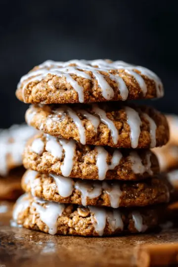 Iced Gingerbread Oatmeal Cookies