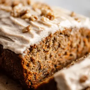 Carrot Cake Banana Bread with Thick Cinnamon Cream Cheese Frosting