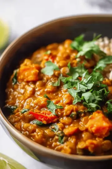 Red Lentil Curry with Sweet Potatoes