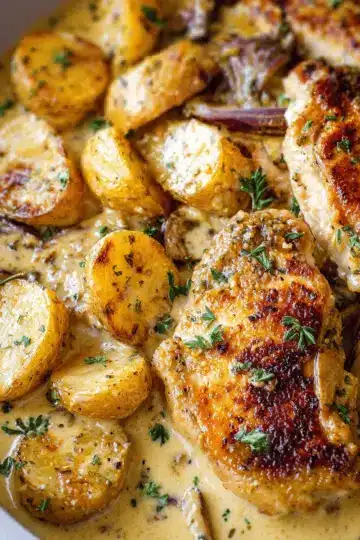 Easy Creamy Dijon Chicken and Potatoes
