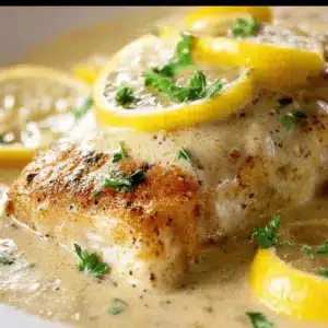 Baked Fish with Lemon Cream Sauce