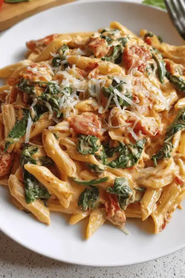 Creamy Tomato and Spinach Pasta