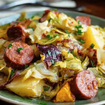 Braised Cabbage With Potatoes And Smoked Sausages