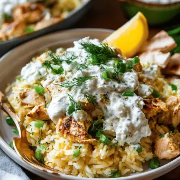 Dump-and-Bake Chicken Tzatziki with Rice