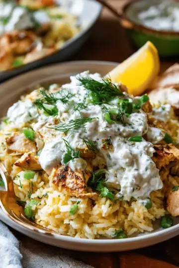 Dump-and-Bake Chicken Tzatziki with Rice