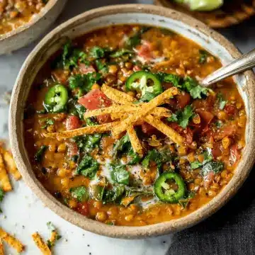 Vegan Lentil Tortilla Soup