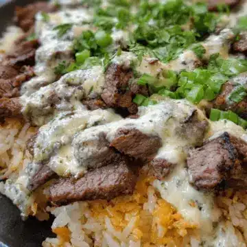 Steak Cheese and Rice