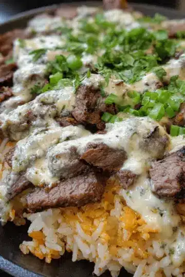 Steak Cheese and Rice