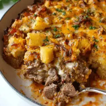Slow Cooker Steak and Cheddar Potato Casserole