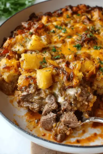 Slow Cooker Steak and Cheddar Potato Casserole
