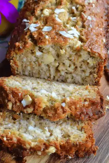 Hawaiian Banana Bread with Pineapple, Coconut & Macadamia Nuts