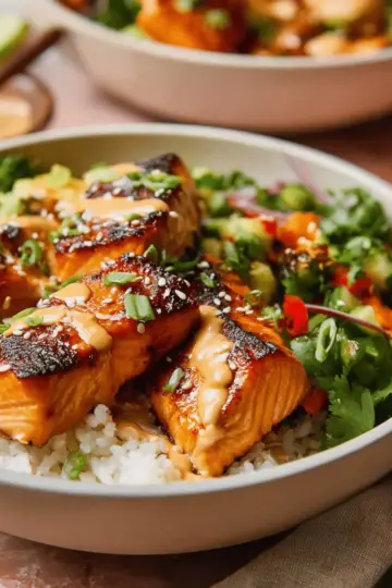 Honey Glazed Salmon Bowls