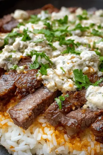 Steak Cheese and Rice