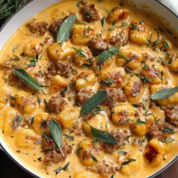 Creamy Butternut Squash Gnocchi with Sausage, Thyme, and Sage