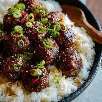 Korean BBQ Meatballs over Rice
