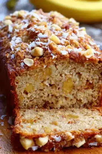 Hawaiian Banana Bread with Pineapple, Coconut & Macadamia Nuts