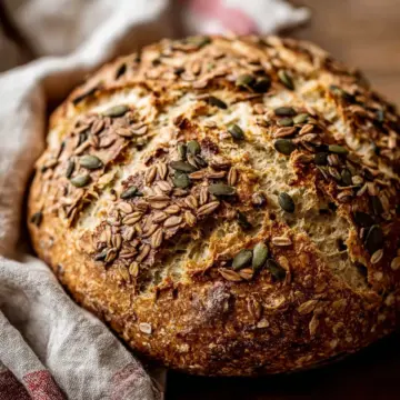 No Knead Seeded Oat Bread