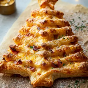 Cheesy Ham Puff Pastry Christmas Tree