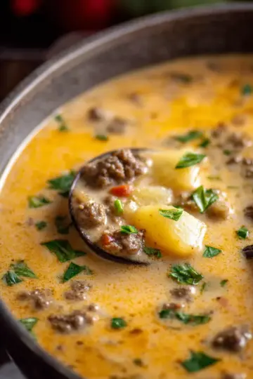 Cheesy Beef and Potato Soup
