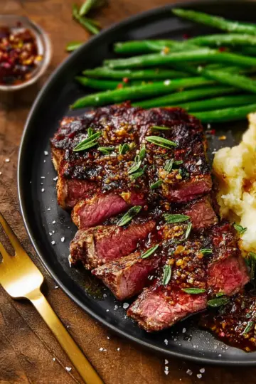 Ribeye and Roasted Garlic Pan Sauce