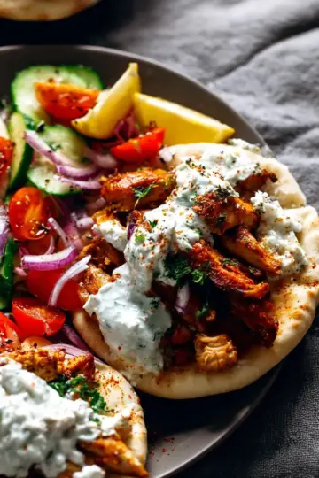 Sheet Pan Chicken Pitas with Tzatziki