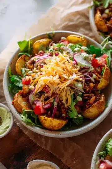 Crispy Potato Taco Bowls.