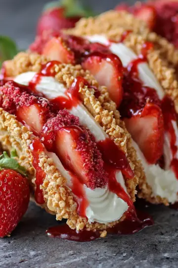 Strawberry Crunch Cheesecake Tacos