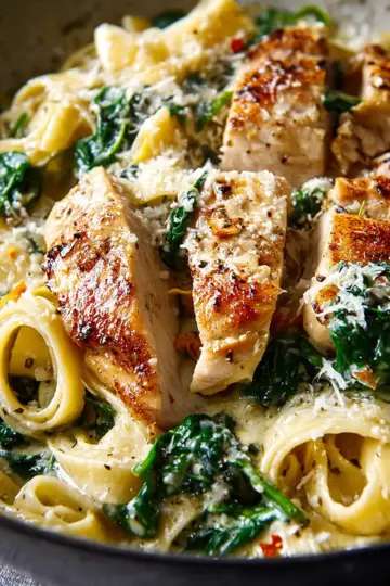 Spinach Ricotta Pasta with Lemon Butter Chicken