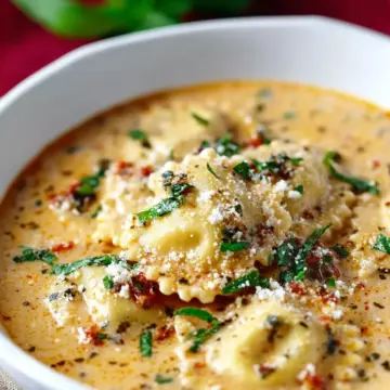 Creamy Tuscan Ravioli Soup