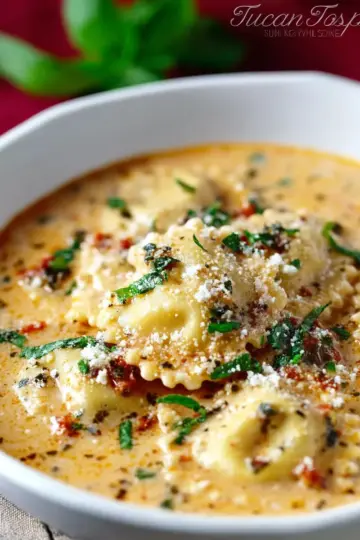 Creamy Tuscan Ravioli Soup