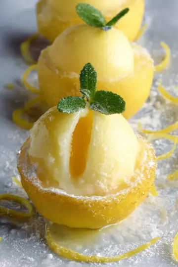 Sorbetto di Limone Dressed Up in a Frozen Lemon Shell