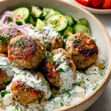 Healthy Greek Turkey Meatballs With Tzatziki